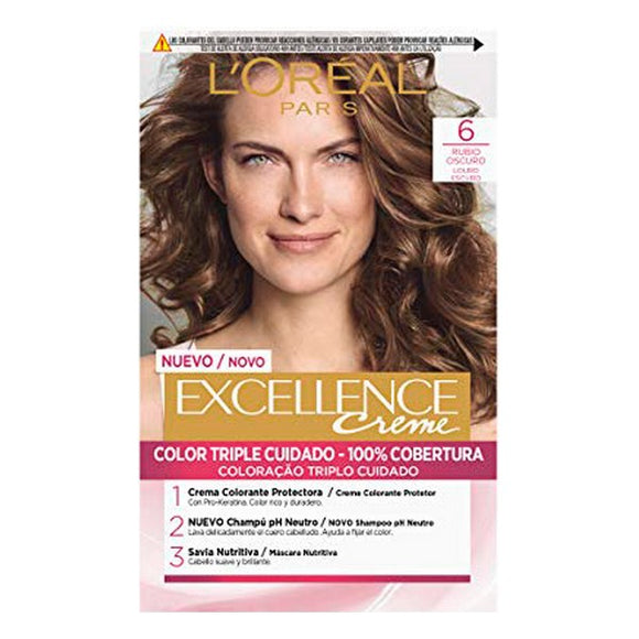 Tinte Permanente L'Oréal Paris Excellence Crème 6G - Rubio Oscuro Dorado (Reacondicionado A+)