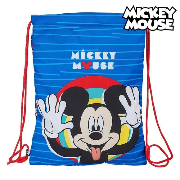 Bolsa Mochila con Cuerdas Mickey Mouse Me Time Azul Rojo