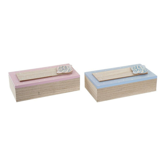 Caja Decorativa DKD Home Decor 8424001735303 22 x 6 x 9 cm Natural Madera MDF (2 Unidades)