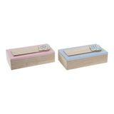 Caja Decorativa DKD Home Decor 8424001735303 22 x 6 x 9 cm Natural Madera MDF (2 Unidades)