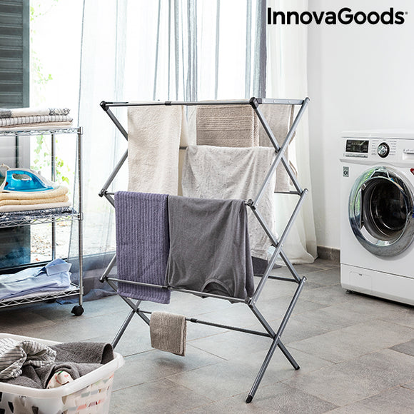 Tendedero Metálico Plegable y Extensible con 3 Alturas Cloxy InnovaGoods (11 Barras)