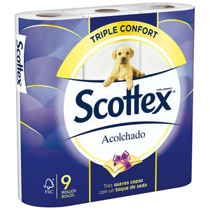 Papel Higiénico Scottex Triple Confort Acolchado (9 pcs) (Reacondicionado A+)