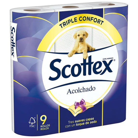 Papel Higiénico Scottex Triple Confort Acolchado (9 pcs) (Reacondicionado A+)