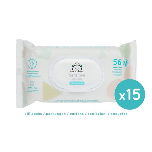 Toallitas Húmedas Mama Bear Sensitive Baby (15 x 56 pcs) (Reacondicionado A+)