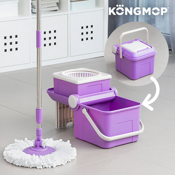 Fregona Giratoria y Cubo Plegable Sin Pedal Kong Mop