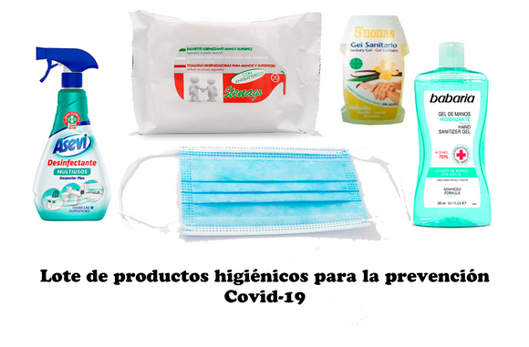 Lote de productos higiénicos para la prevención del Covid-19 (escogidos por Merce)