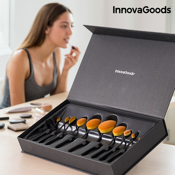 Set de Brochas de Maquillaje Profesional Ovaladas InnovaGoods (11 Piezas)