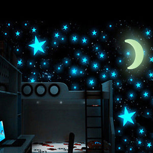 Luna y Estrellas Fluorescentes Universe (15 Piezas)