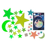 Luna y Estrellas Fluorescentes Multicolores (15 Piezas)