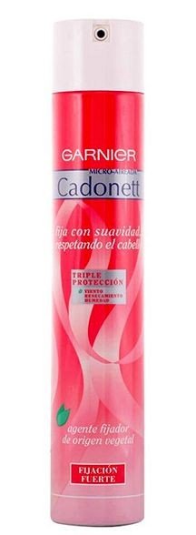 Laca Cadonett de Garnier fijacion normal, fuerte y extra fuerte.